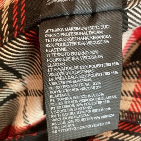 H&M Red Plaid High Rise Crop Pants Size 8 - Picture 11 of 13